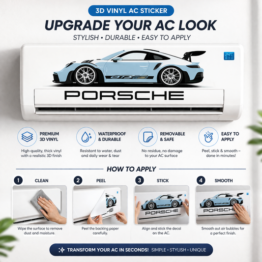 3D Porsche AC Sticker – Modern Wall Decor